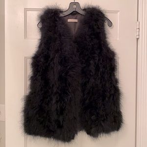 Ostrich Feather Fur Black Vest